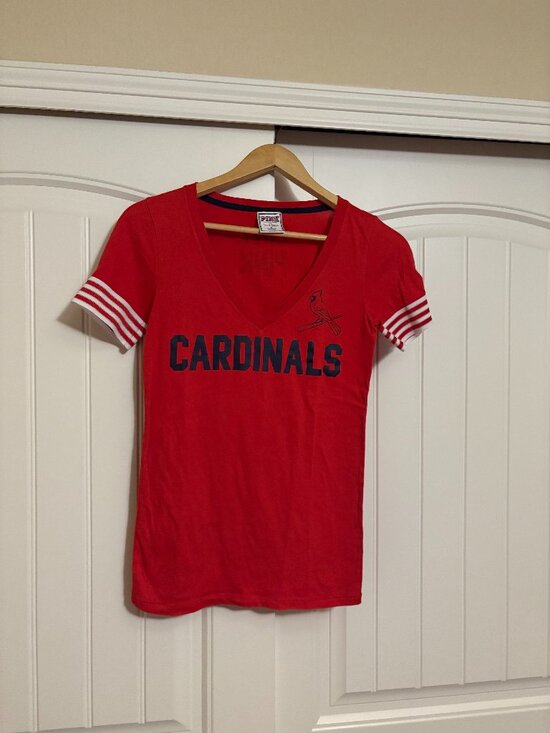 MLB Tops - St. Louis Cardinals T Shirt Small Red Victorias Secret PINK X 5th & Ocean Cotton